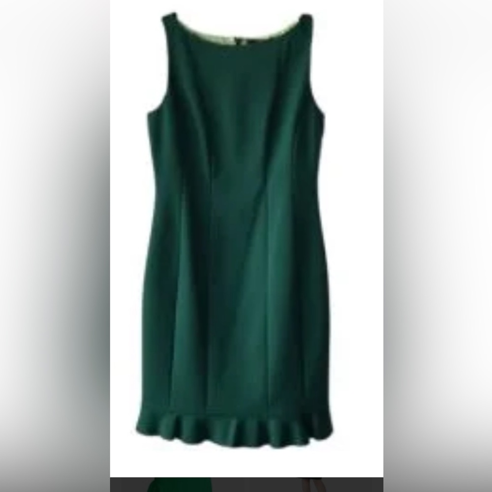 Elie Tahari sleeveless hunter green fitted dress size 8